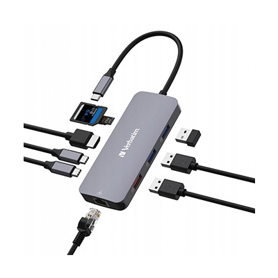 Verbatim USB (3.2) hub 9-port długość przewodu 15cm, 2x USB C, 3x USB A