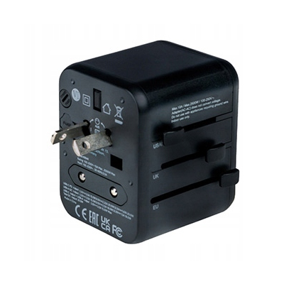 Verbatim, Adapter podróżny World-to-World UTA-02 USB-A, USB-C, czarny, 20 W