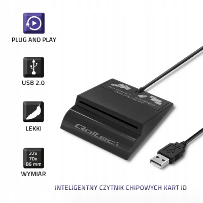 Qoltec Inteligentny czytnik chipowych kart SCR-0636 USB 2.0 +USB-C