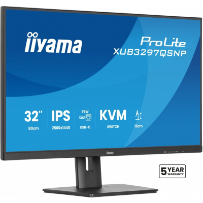 Monitor iiyama 32 cale XUB3297QSNP-B1 IPS QHD USB-C DOCK (95W) KVM RJ45