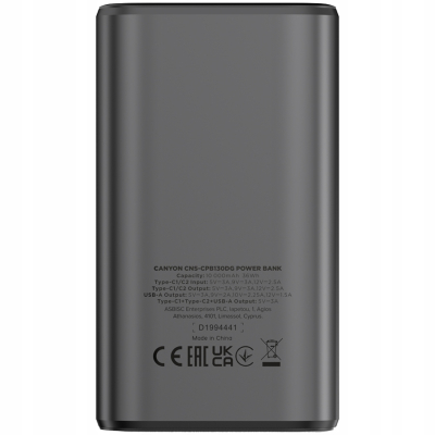 Canyon OnPower 130 powerbank 10 000 mAh 30 W Dark Grey (CNS CPB130DG)