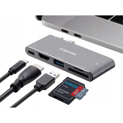 CANYON HUB DS-5 5 w 1 Thunderbolt 3 4k Szary