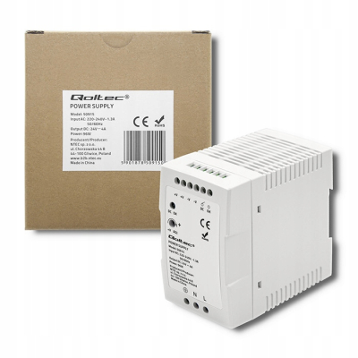 Qoltec Zasilacz na szynę DIN 96W 24V 4A Biały Slim