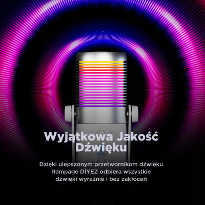 Rampage Diyez Mikrofon gamingowy dotykowy RGB USB-C biały