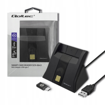 Qoltec Inteligentny czytnik chipowych kart SCR-0643 USB 2.0 +USB-C