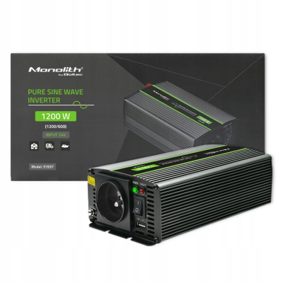 Qoltec Przetwornica napięcia Monolith 600W 1200W 24V/230V Czysty Sinus