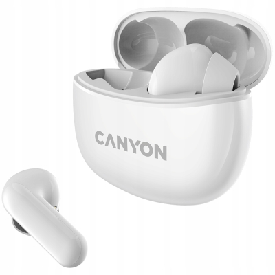 CANYON Słuchawki dokanałowe TWS 5 Etui Białe
