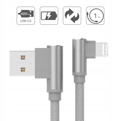 Unitek C14055GY Przewód USB-Lightning kątowy 1m