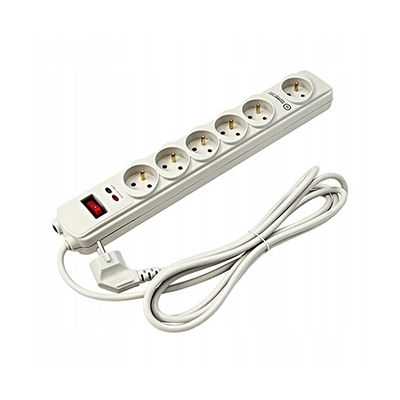 Powerton ENERGY PLUGIX, 3m, 6 gniazdek, biała, LED indikace