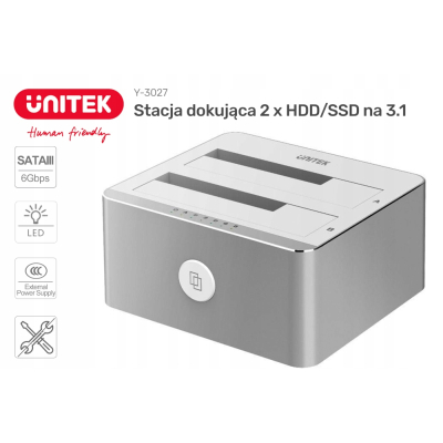 Unitek Y-3027 stacja dokująca USB 3.1 2xHDD/SSD