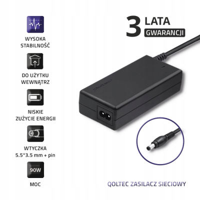 Qoltec Zasilacz do Samsung 90W 19V 4.74A 5.5*3.5+pin +kabel 50089