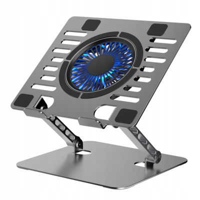 Podstawka pod laptop ART P12 alu.13/24/23cm reg.wys+kąta wentylator+LED