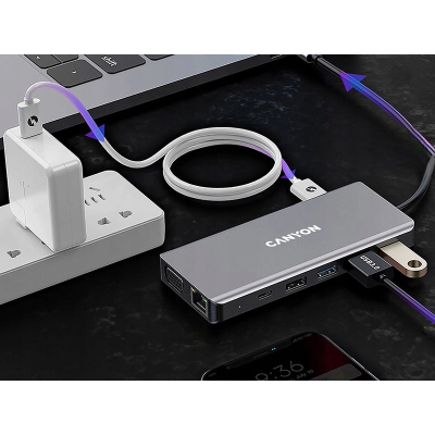 CANYON HUB DS-12 13 w 1 4k USB-C Szary
