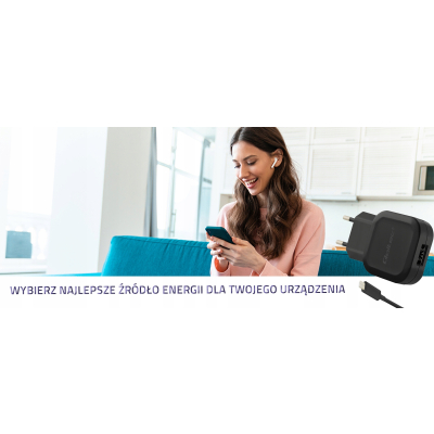Qoltec Ładowarka sieciowa 12W 5V 2.4A USB + kabel USB typ C 50184