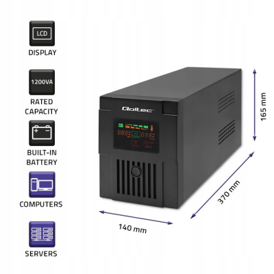 Qoltec Zasilacz awaryjny UPS Line Interactive Monolith 1200VA 720W