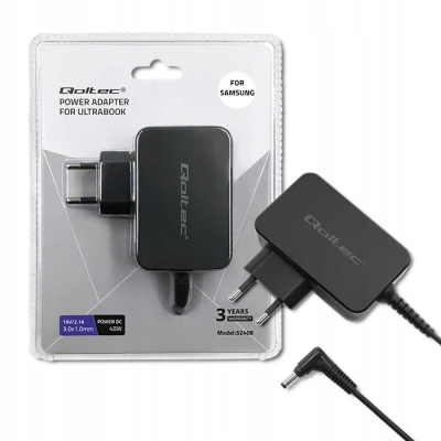 Qoltec Zasilacz do ultrabooka Samsung 40W 19V 2.1A 3.0*1.0 52408