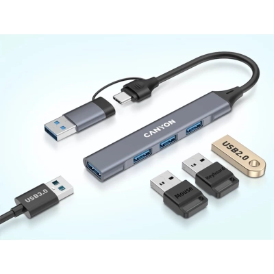 CANYON HUB DS-02 4 w 1 USB-A/C Szary