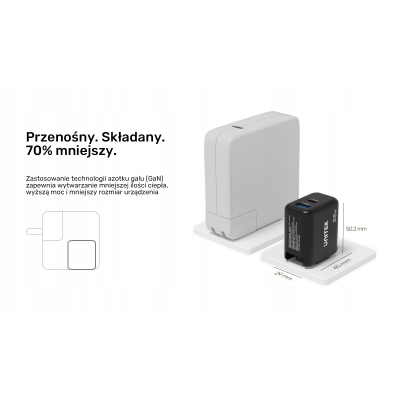 Unitek ładowarka GaN PD 35W USB-C + USB-A czarna