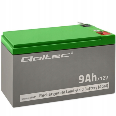 Qoltec Akumulator żelowy 12V 9Ah max.90A AGM