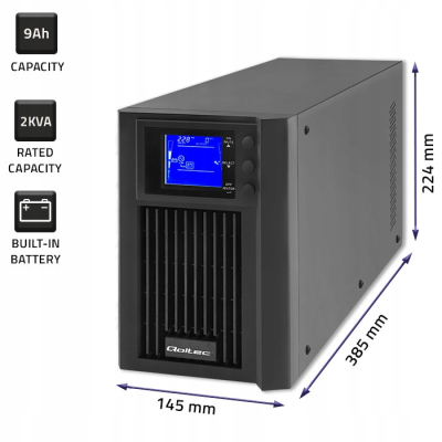 Qoltec Zasilacz UPS Online Pure Sine Wave 2kVA 1.6kW LCD USB 53981