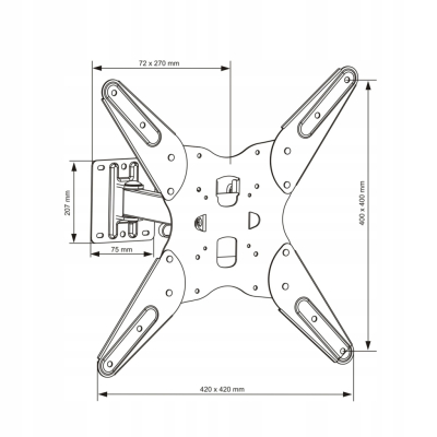 UCHWYT DO TV 23-55 30KG AR-68 ART reg. pion/poziom