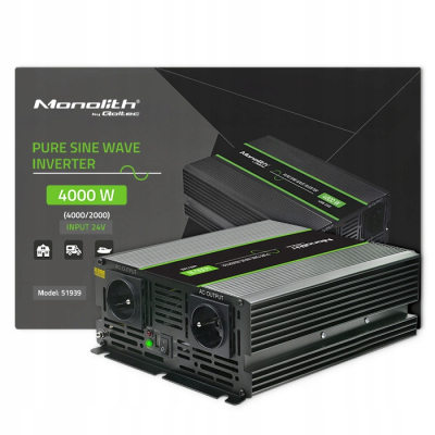 Qoltec Przetwornica napięcia Monolith 2000W 4000W 24V/230V Czysty Sinus