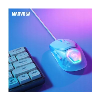 Marvo FIT LITE G1 Mysz przewodowa, biała, 12000DPI, + Prezent