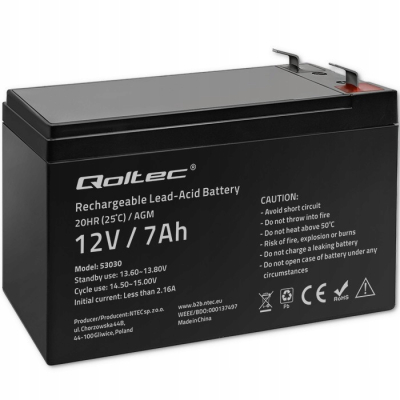 Qoltec Akumulator żelowy 12V 7Ah max.72A AGM
