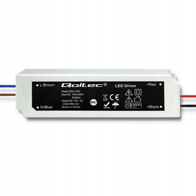 Qoltec Zasilacz impulsowy LED IP67 36W 12V 3A Wodoodporny Biały