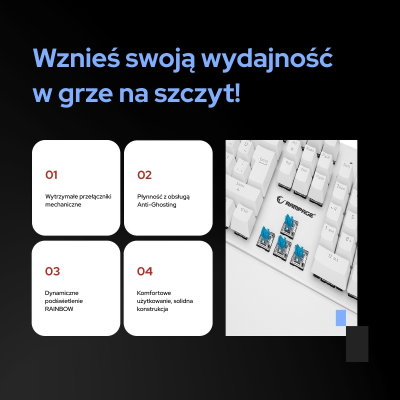 Rampage klawiatura mechaniczna KB-R86 UMBRA Blue Switch Biała