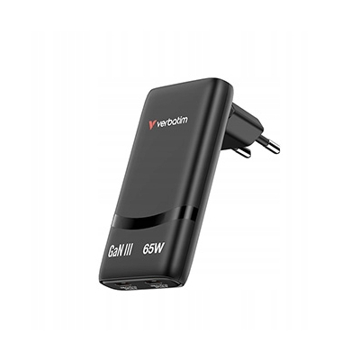 Verbatim FoldNGo Ładowarka sieciowa GaN 2 USB-C, 65W, wtyczka EU 32354