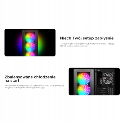 Rampage PLAID V1 Obudowa PC z oknem 4x wentylator 120mm RGB czarna