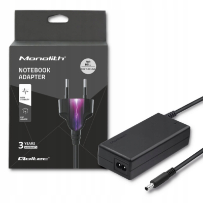 Qoltec Zasilacz do Dell 65W 19.5V 3.34A 4.5*3.0+pin +kabel 51517