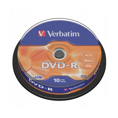 Verbatim DVD-R, Matt Silver 4.7GB, 16x, spindle, 10-pack, 43523