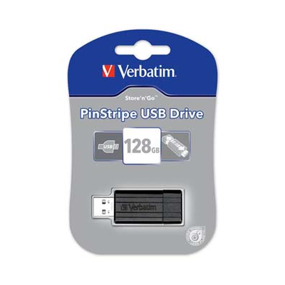 Verbatim USB flash disk, USB 2.0, 128GB, Pinstripe, czarny, 49071