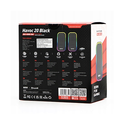 Marvo głośniki HAVOC 20BK, 6W, czarne, podświetlane