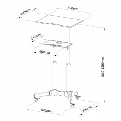 STOLIK NA KÓŁKACH pod notebooka/projektor S-10B