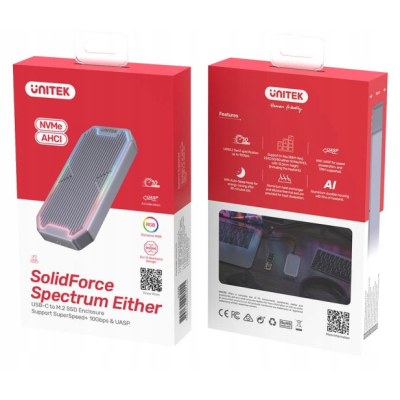 Unitek Obudowa dysku M.2 SSD NVMe/SATA 10Gbps RGB