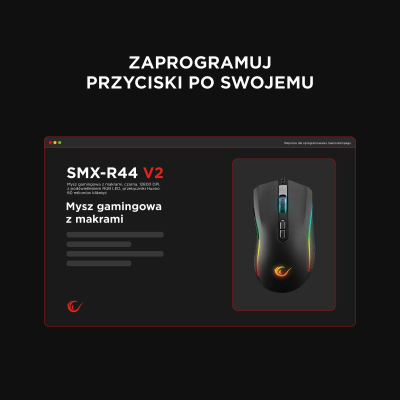 Rampage SMX-R44V2 gamingowa 12800 DPI RGB LED 1K Hz HUANO Makro czarna