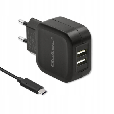 Qoltec Ładowarka sieciowa 17W 5V 3.4A 2xUSB + kabel USB typC 50188