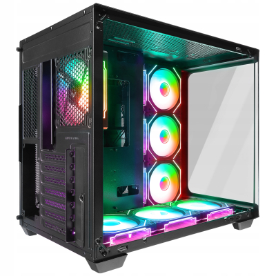 Rampage Loopy Obudowa PC akwarium 7x wentylator ARGB Infinity HUB czarna
