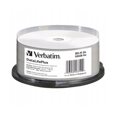 Verbatim BD-R, 50GB, spindle 6x, 25-pack, do archiwizacji danych 43749