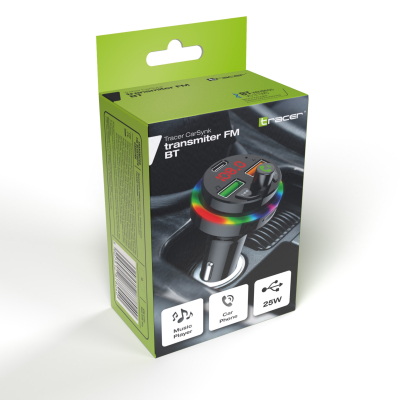 Tracer CarSynk Transmiter FM USB Powerbank BT USB-C/USB-A MicroSD LED RGB SKLEP KOZIENICE RADOM