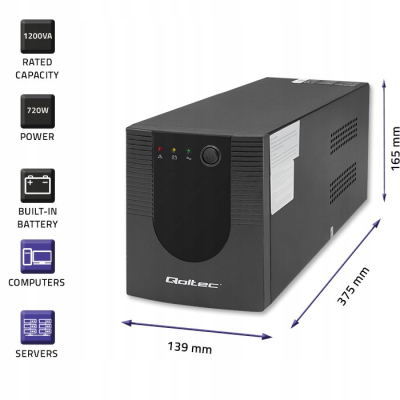 Qoltec Zasilacz UPS Line Interactive Monolith 1200VA 720W 53775