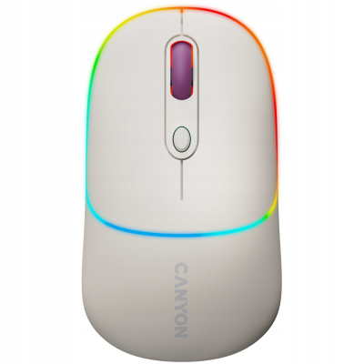 CANYON Mysz bezprzewodowa MW-22 2w1 RGB Beżowa