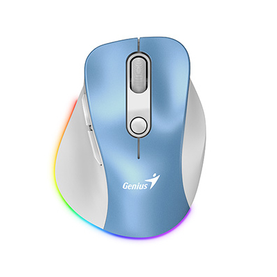 Genius Ergo 9000S Pro Mysz bezprzewodowa, biało-niebieska, 2400DPI