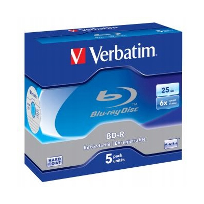 Verbatim BD-R, Single Layer 25GB, jewel box, 6x, 5-pack, 43715