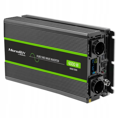 Qoltec Przetwornica Monolith 3000W 6000W 24V/230V Czysty Sinus LCD