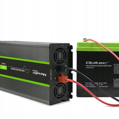 Qoltec Przetwornica Monolith 3000W 6000W 24V/230V Czysty Sinus LCD