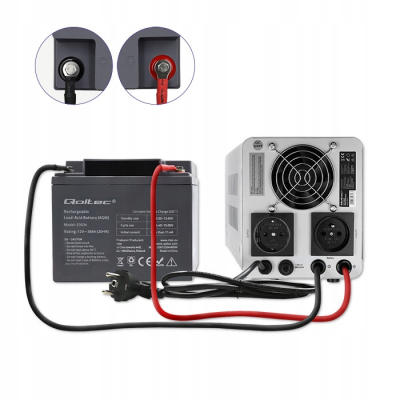 Qoltec Zasilacz awaryjny Pure Sine Wave UPS 500VA 350W Stała faza Szary